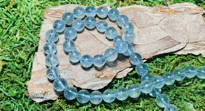 Perles naturelles en Topaze bleue en 6 mm (lot de 10 perles) - Les bijoux de Théa