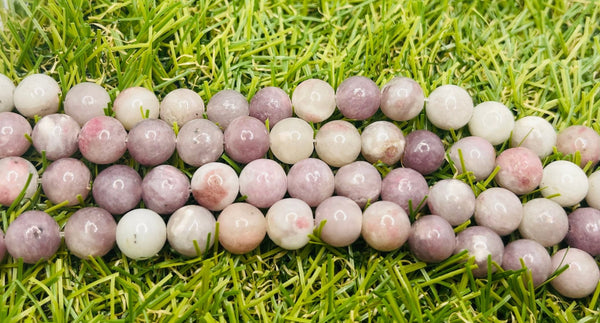 Perles naturelles en Tourmaline rose violette en 6 mm - Les bijoux de Théa