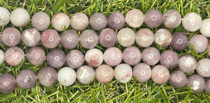 Perles naturelles en Tourmaline rose violette en 6 mm - Les bijoux de Théa