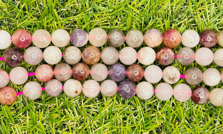 Perles naturelles en Tourmaline rouge violette en 8 mm - Les bijoux de Théa