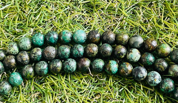 Perles naturelles en Turquoise Africaine en 10 mm - Les bijoux de Théa