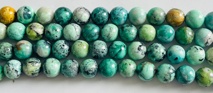 Perles naturelles en Variscite en 8 mm - Les bijoux de Théa