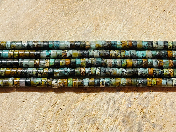 Perles naturelles Heishi en Turquoise africaine en 4 - 5 mm - Les bijoux de Théa
