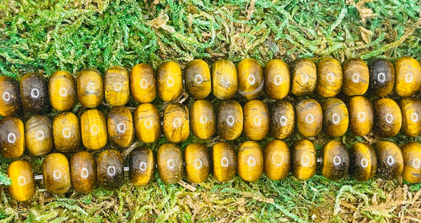 Perles naturelles Rondelles en Oeil de Tigre en 8 mm - Les bijoux de Théa