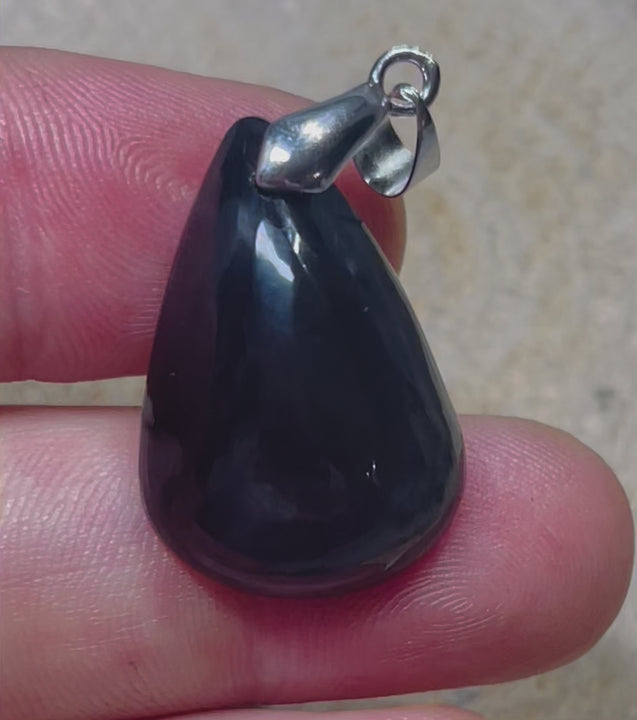 Pendentif serti d'une Obsidienne oeil céleste (4) - les bijoux de Thea 