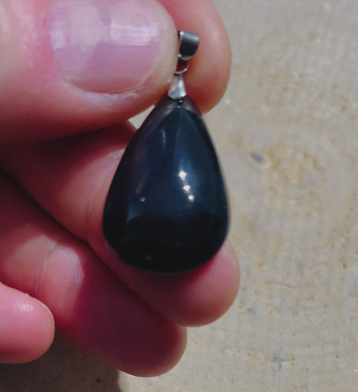 Pendentif serti d'une Obsidienne oeil céleste (3) - les bijoux de Thea 