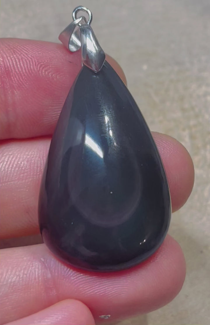 Pendentif serti d'une Obsidienne oeil céleste (6) - les bijoux de Thea 