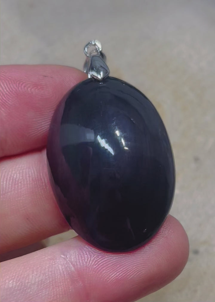 Pendentif serti d'une Obsidienne oeil céleste (3) - les bijoux de Thea 