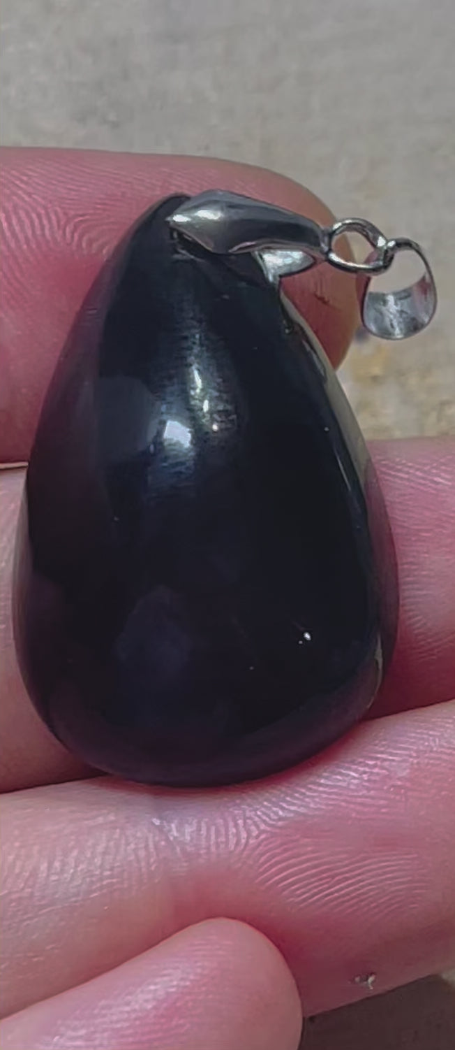 Pendentif serti d'une Obsidienne oeil céleste (7) - les bijoux de Thea 