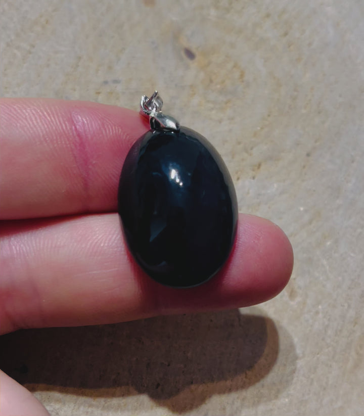 Pendentif serti d'une Obsidienne oeil céleste (2) - les bijoux de Thea 