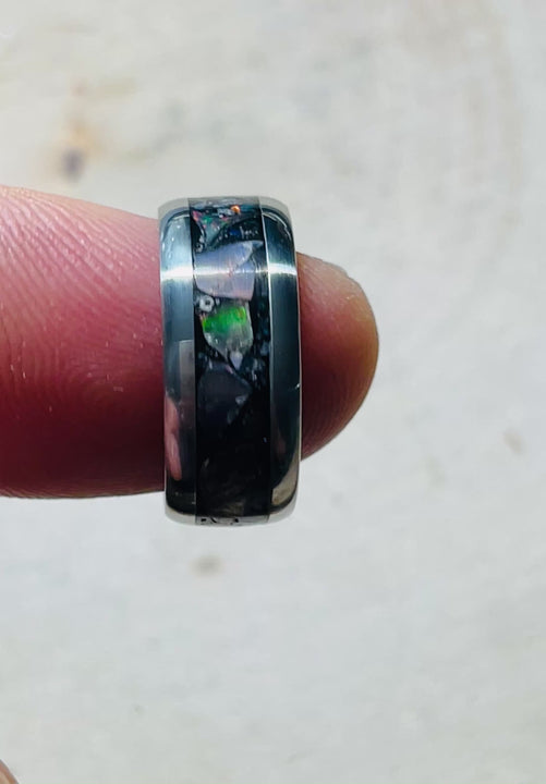 Bague dark sertie d Opales Welo, Taille 53 (4) - les bijoux de thea