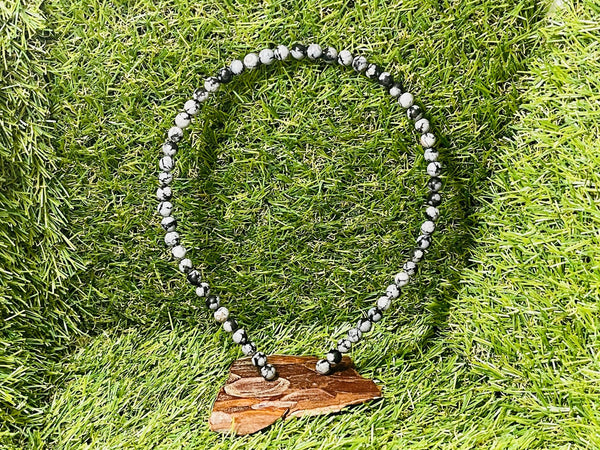 Serre-tête SERRETHEA en Perles naturelles d'Obsidienne Flocon - Les bijoux de Théa