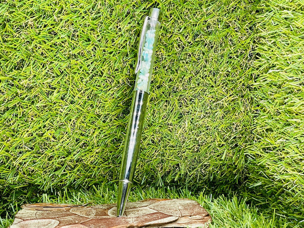 Stylo avec pierres naturelles en Amazonite à l’intérieur - Les bijoux de Théa