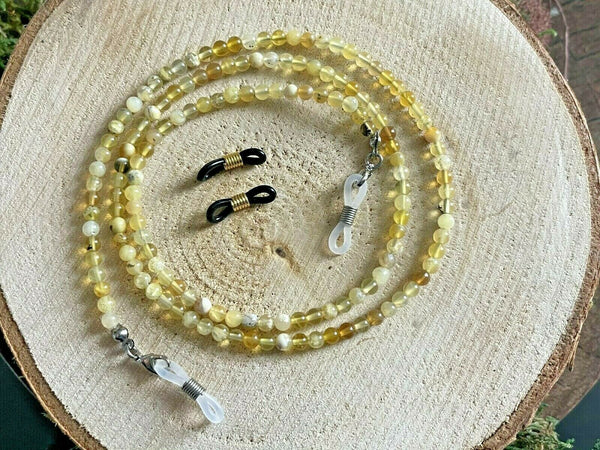 Chaîne de Lunettes en Perles d'Opale jaune avec attaches interchangeables