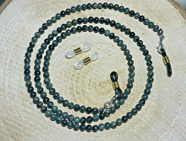 Chaîne de Lunettes en Perles De Jaspe Kambaba avec attaches interchangeables
