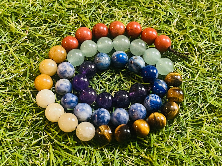 Fil de Perles naturelles 7 Chakras en 8 mm - Les bijoux de Théa