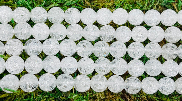 Perles naturelles en Cristal de Roche craquelé en 6 mm