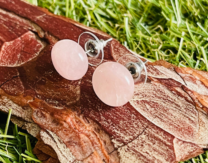 Paire de boucles d’oreille en Quartz rose - Les bijoux de Théa