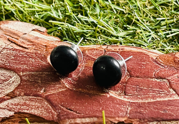 Paire de boucles d’oreille en Agate noire - Les bijoux de Théa