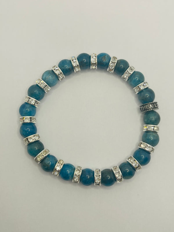 Bracelet en perles naturelles 8 mm en Apatite et strass