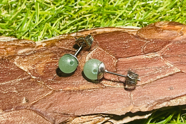 Paire de clou à oreilles en Aventurine pour création - Les bijoux de Théa