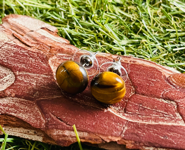 Paire de boucles d’oreille en Oeil de Tigre - Les bijoux de Théa