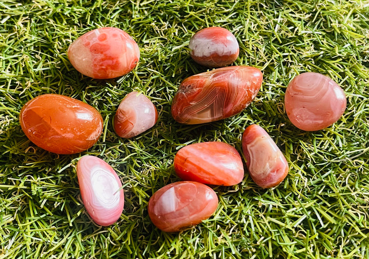 Lot de 3 pierres roulées naturelles en Cornaline - Les bijoux de Théa