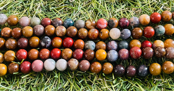 Perles naturelles en Jaspe Océan en 6 mm