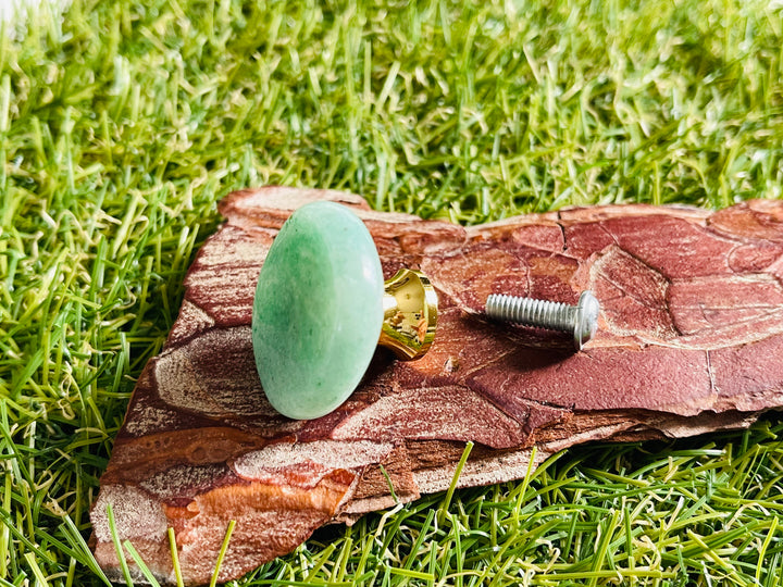 Poignée de tiroir, porte, armoire en Aventurine verte - Les bijoux de Théa