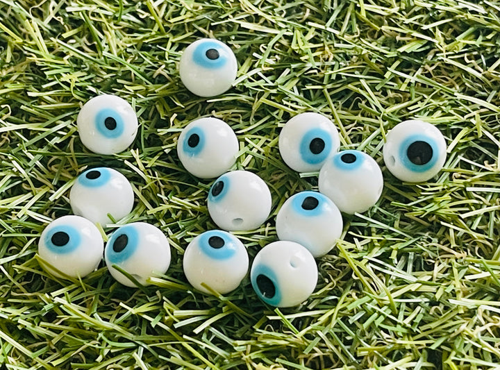Lot de 10 Perles intercalaires Mauvais Oeil vernissé 10 mm pour bracelet - Les bijoux de Théa