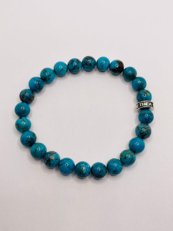 Bracelet en perles naturelles 8 mm en Turquoise du Nevada