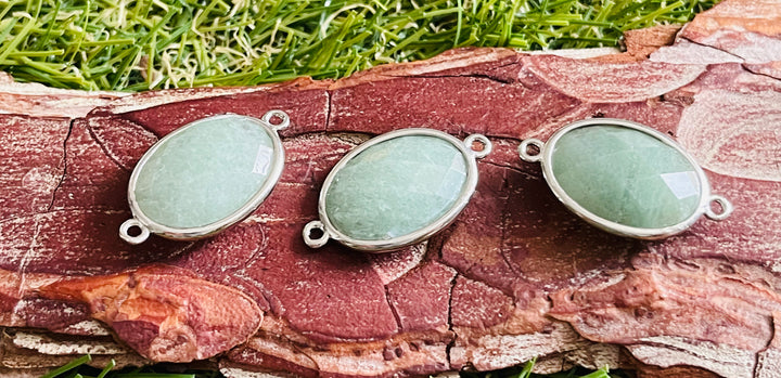 Lot de 2 intercalaires connecteurs en Aventurine verte facetté pour bracelet - Les bijoux de Théa