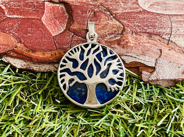 Pendentif en Lapis-lazuli et arbre de vie - Les bijoux de Théa