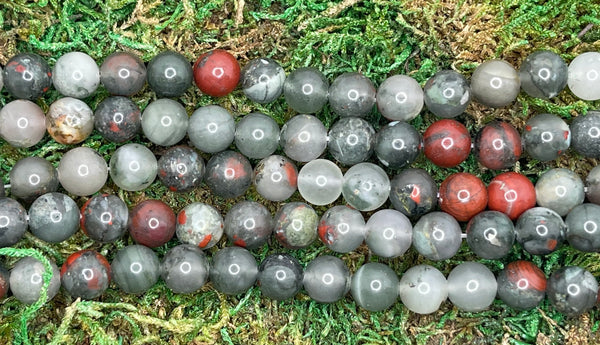 Perles naturelles en Jaspe Blood Stone Africain en 6 mm