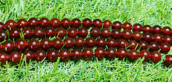 Perles naturelles en Cornaline foncée en 8 mm