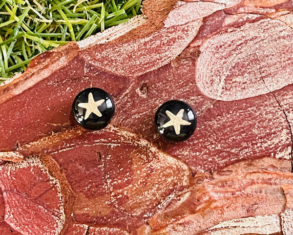 Lot de 5 Perles intercalaires noires étoile vernissées 8 mm pour bracelet