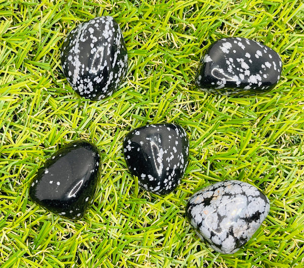Lot de 3 pierres roulées naturelles en Obsidienne flocon