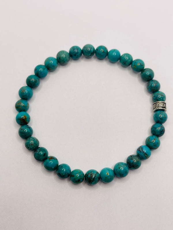Bracelet en perles naturelles 6 mm en Turquoise d'Afghanistan