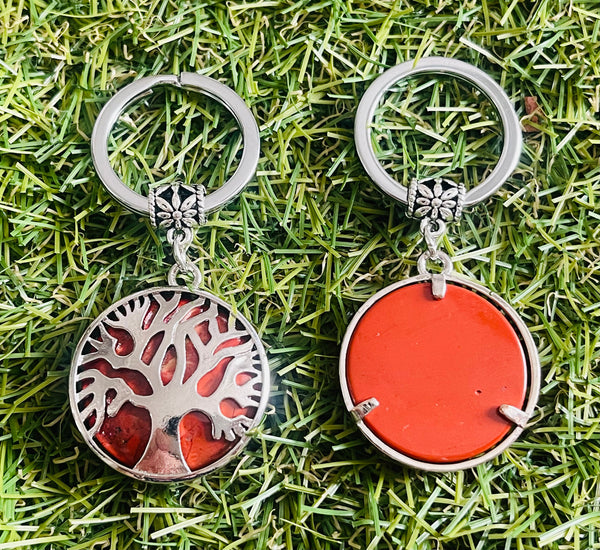 Porte-clés en Jaspe rouge et arbre de vie
