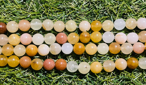 Perles naturelles en Jade Topaze en 6 mm - Les bijoux de Théa