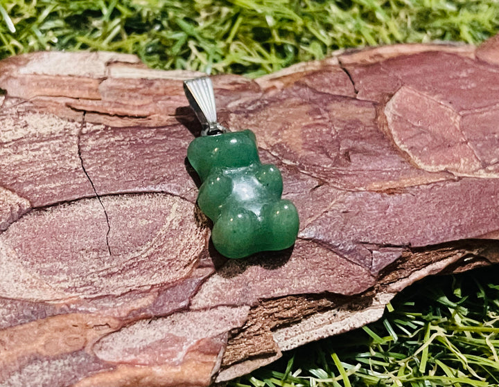 Pendentif en Aventurine en forme de bonbon nounours - Les bijoux de Théa