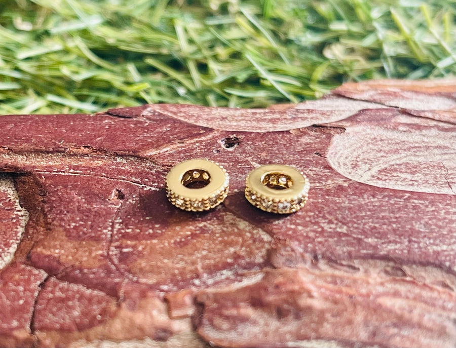 Lot 2 Intercalaires rondelles dorées 6 mm avec CZ pour bracelet - Les bijoux de Théa
