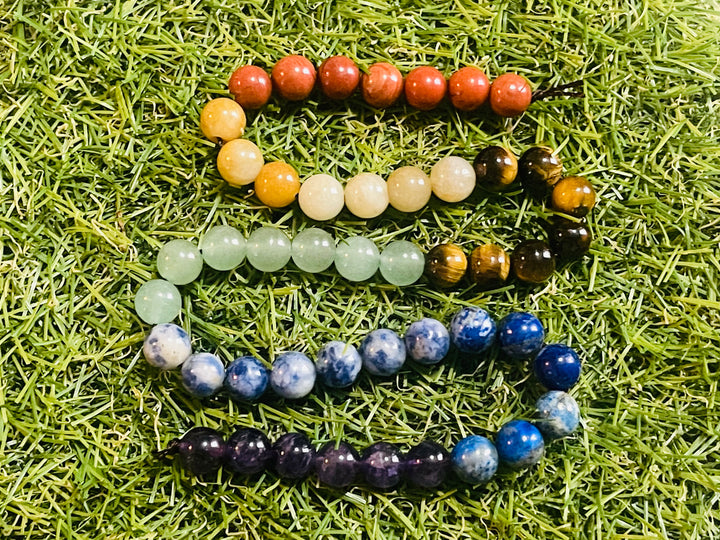 Fil de Perles naturelles 7 Chakras en 8 mm - Les bijoux de Théa