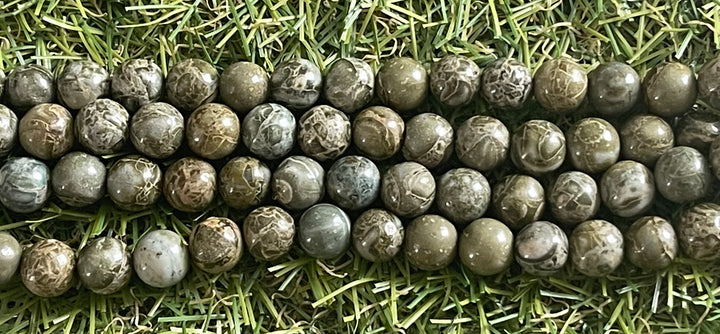 Perles en Jaspe Crocodile en 6 mm - Les bijoux de Théa