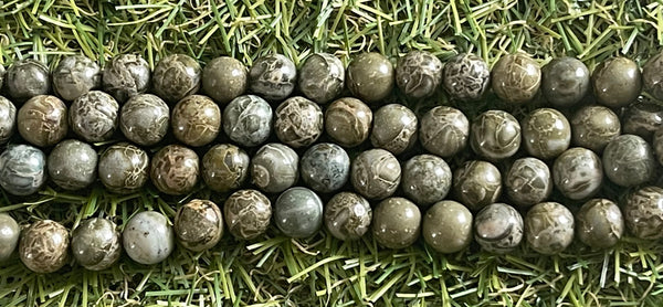 Perles naturelles en Jaspe Crocodile en 8 mm