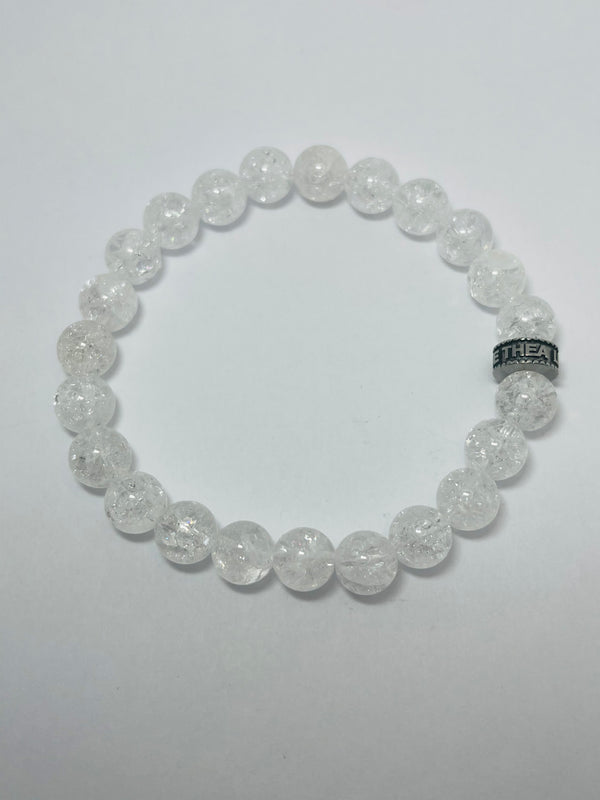 Bracelet en perles naturelles 8 mm en Cristal de Roche craquelé