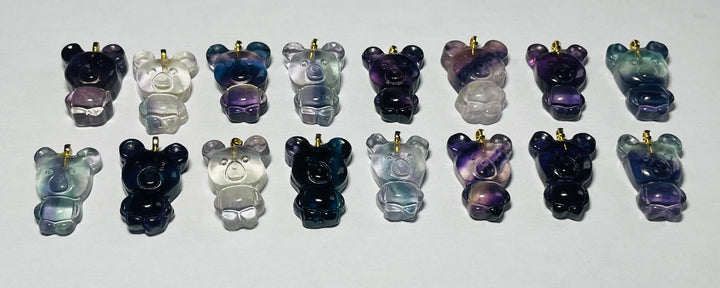 Pendentif / Breloque serti d’une Fluorite en forme de Panda / Ourson - Les bijoux de Théa