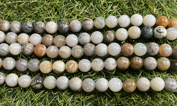Perles naturelles en Agate Feuille de Bambou en 8 mm