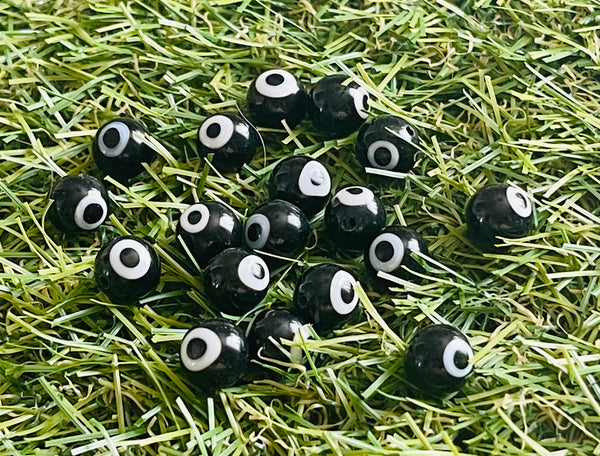 Lot de 10 Perles intercalaires Mauvais Oeil vernissé 8 mm pour bracelet - Les bijoux de Théa