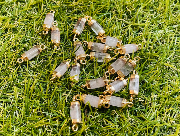 Lot de 2 intercalaires connecteurs en Cristal de roche pour bracelet - Les bijoux de Théa